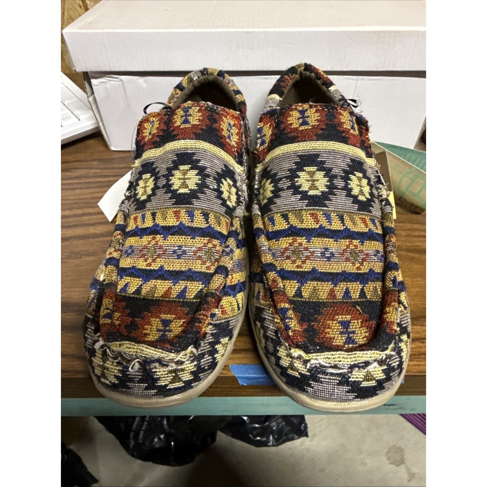 Roper Jackie Blue Women's 7 Aztec Southwestern Print Slip On Driving Moc NIB - Picture 3 of 9
